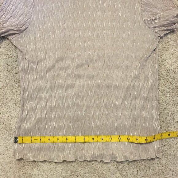 Vintage Retro 90s Tradition Accordion Crepe Champagne Short Sleeve Top - Picture 11 of 13